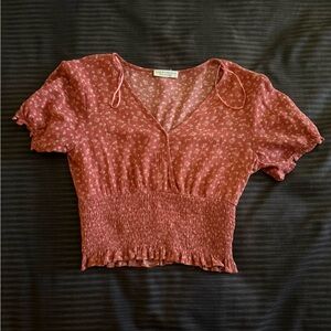 Paper Crane Floral Smocked Crop Top Orange